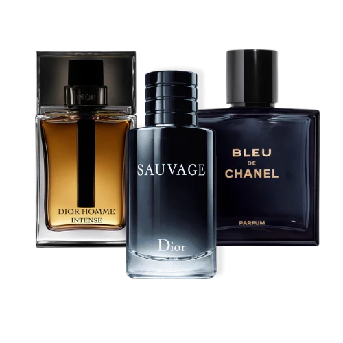 Combinatie van 3 herengeuren – Sauvage Dior, Bleu de Chanel, Dior Homme Intense (Eau de Parfum)