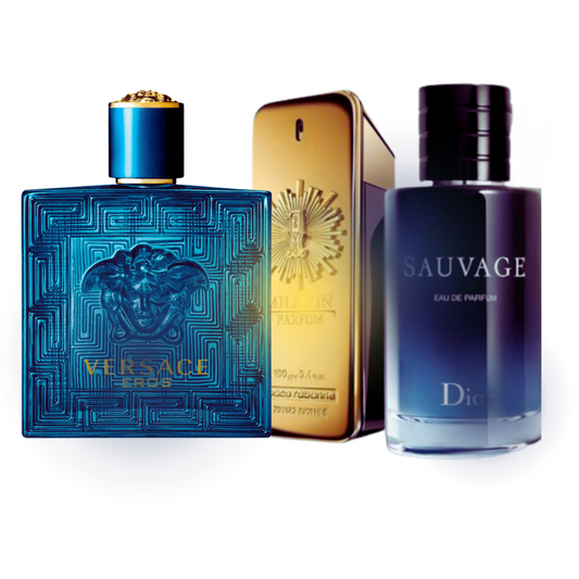 Combinatie van 3 herengeuren – Sauvage Dior, Paco Rabanne 1 One Million, Versace Eros Homme (Eau de Parfum)