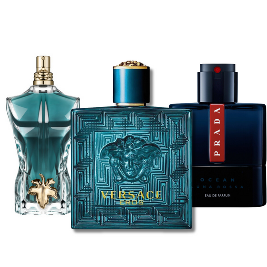 Combinatie van 3 Herenparfums – Prada Luna Rossa, Versace Eros, Le Beau (Eau de Parfum)